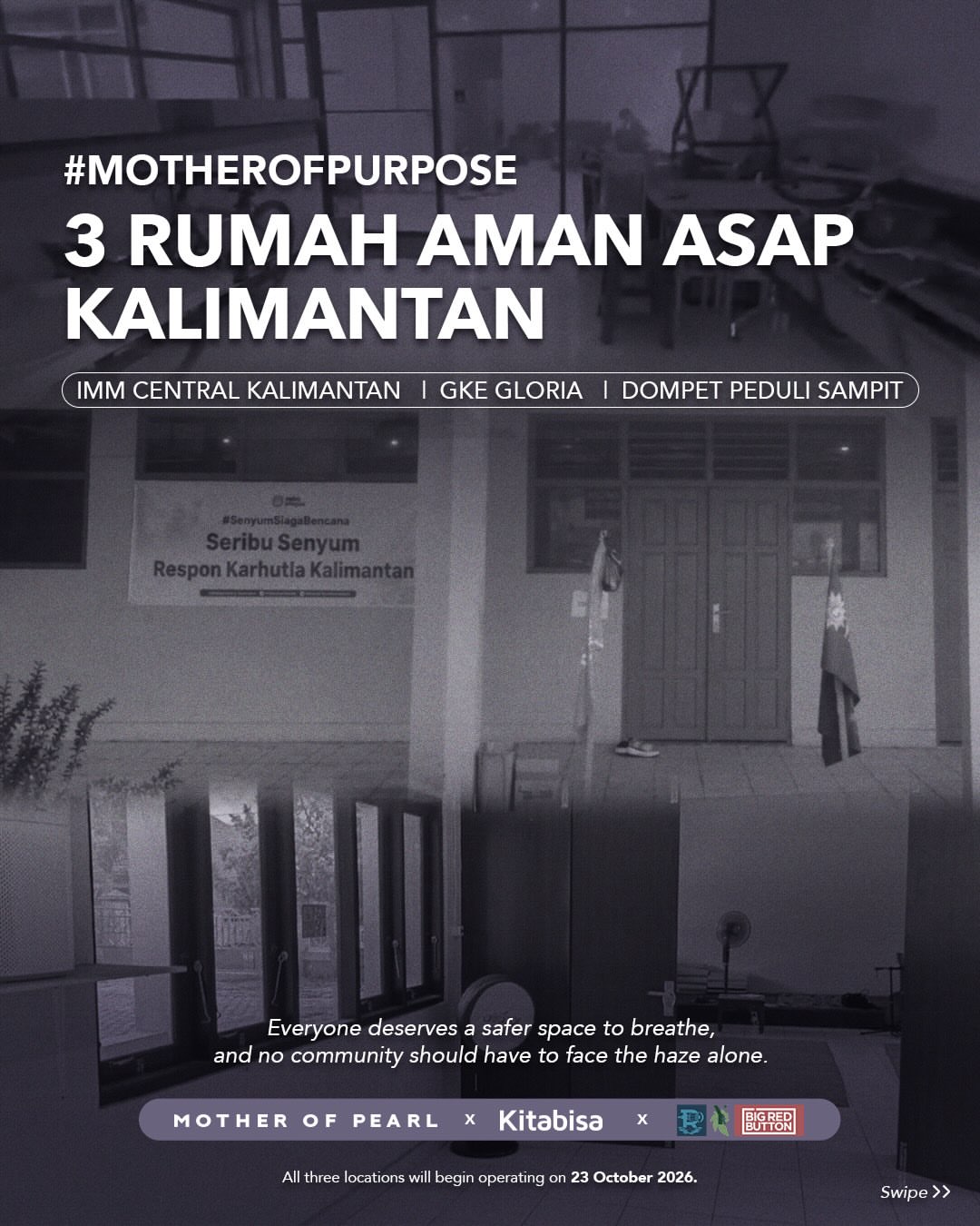 Everyone deserves a safer space to breathe. Together with @Kitabisacom @kitabisaorg and @Youth_ActKalimantan , @mop.beauty is supporting three Rumah Aman Asap locations, providing access to cleaner-air facilities, oxy…