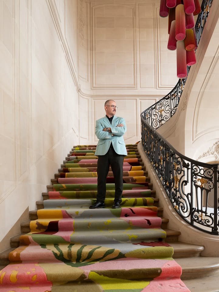 An enchanting display awaits at DESIGN MIAMI. PARIS Welcoming visitors to the space, bespoke tufted flooring by Abel Macias (B.F.A., illustration, 2002) graces the original 18th-century staircase, demonstrating his af…