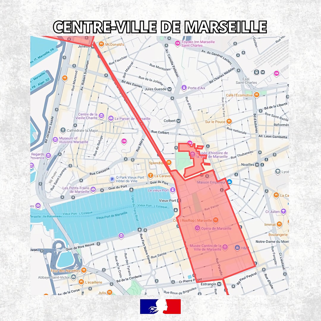 Périmètres du couvre-feu dans le département des Bouches-du-Rhône pour les mineurs non accompagnés de l’un de ses représentants légaux. 👉prenez connaissance des cartes suivantes