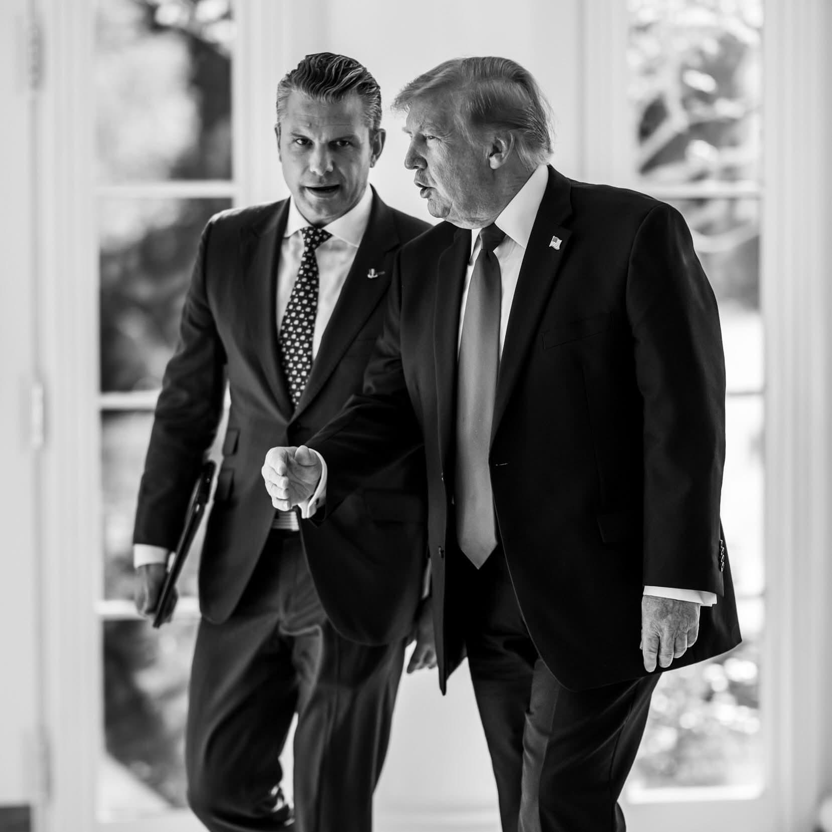 Our Commander-in-Chief (today). He never stops working. He never backs down. He puts America First, always. Honored to serve him — and our great Warriors.