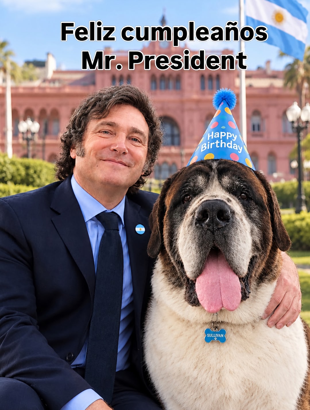 ¡Feliz cumpleaños a mi querido amigo @javiermilei Happy Birthday to you from me and my parents 🩵🐾 #happybirthday #javiermilei #milei #felizcumpleaños ♥️