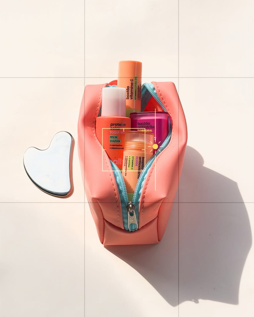 a necessaire ideal para um verão leve e prático ☀️ e na sua, qual fórmula não pode faltar?