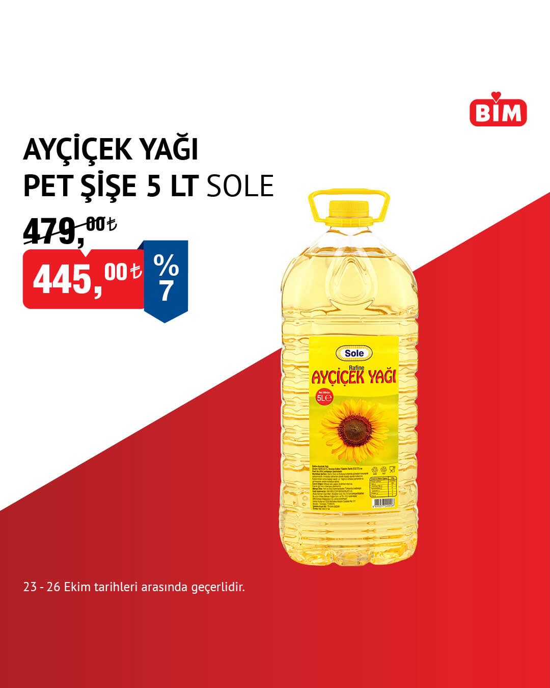 Seçili ürünler indirimli fiyatlarıyla 23 - 26 Ekim tarihleri arasında mağazalarımızda sizleri bekliyor. 🛒 #BİM