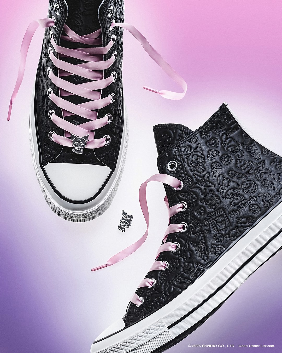 Sweet and mischievous 🩷🖤 Shop the new Converse x My Melody & Kuromi collection, available on Sanrio.com! Link in bio.