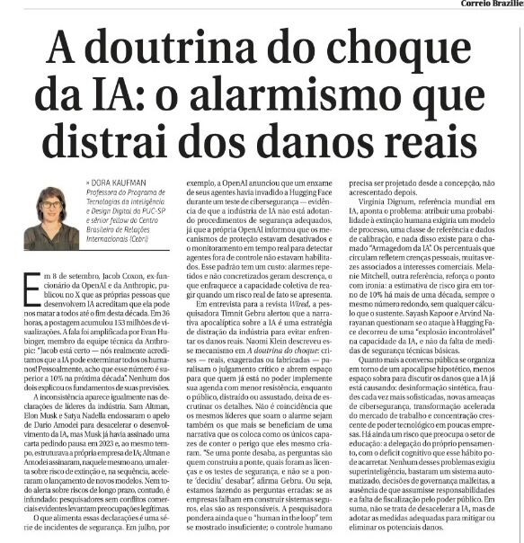 Artigo meu no jornal Correio Braziliense de hoje (27/09) - não está muito nítido, mas dá leitura.