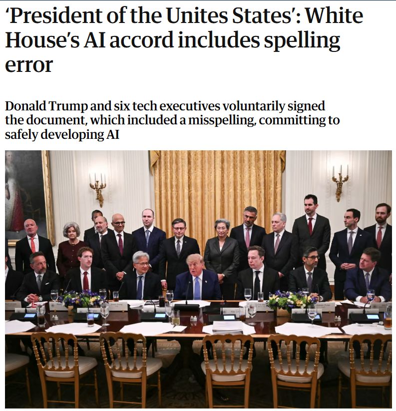 “It’s almost like a constitution,” President Trump says. Yes: a voluntary, one-page document in which the world’s largest AI companies promise to self-regulate. Just like a constitution. (Although constitutions genera…