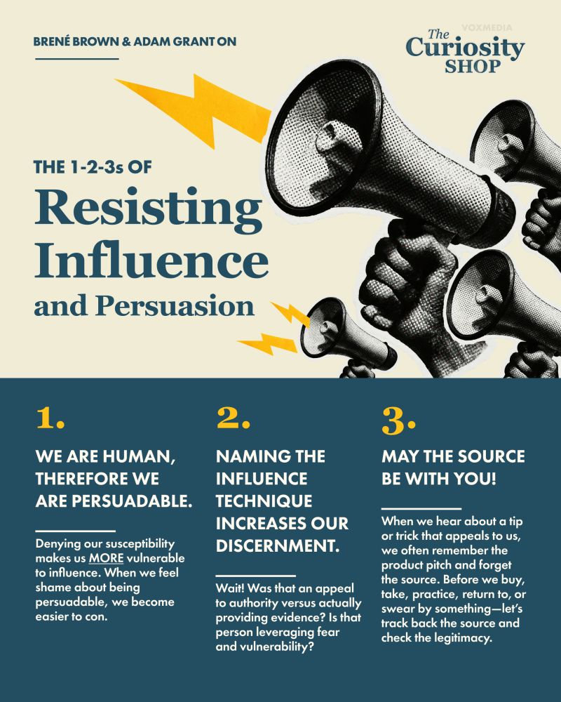 This is one of my favorite Curiosity Shop episodes with Adam Grant. In a world where everyone and everything is fighting for our attention, our rage, and our money, we exam what makes us vulnerable to persuasion and h…