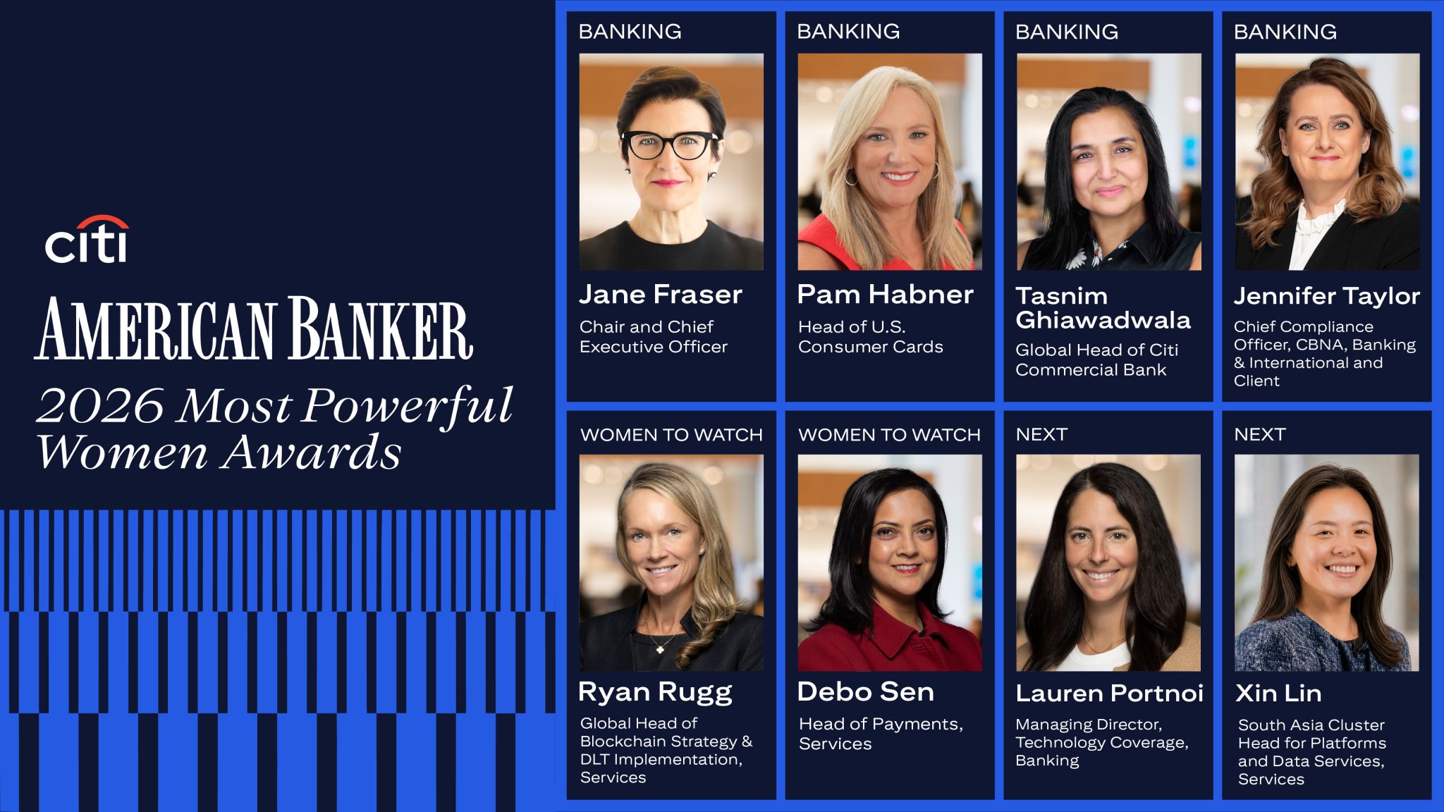 It's with tremendous pride that I congratulate my seven Citi colleagues who were named to American Banker's Most Powerful Women list. In a year of significant progress for Citi, these women led with conviction, delive…