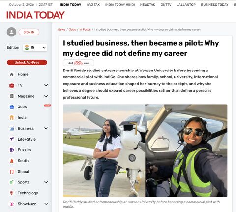 We are proud to share the inspiring journey of Dhriti Reddy Mummadi a Woxsen University alumna and Commercial Pilot with Indigo. A BBA graduate from Woxsen, Dhriti chose to follow her passion for aviation and successf…