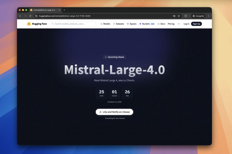 BOOOOM WE ARE SO BACK 🇪🇺 “Open weights release end of October.” 🎉 Le Chonk is coming, it is a 1 trillion-parameter natively multimodal model with 52 billion active parameters coming as OSS end of the month 🔥 GG Mi…