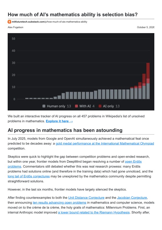 In just a year, AI has gone from winning gold at the IMO to claiming a million-dollar Millennium Problem. But the remarkable headlines carry a selection bias: we hear about the problems models crack, not the ones they…