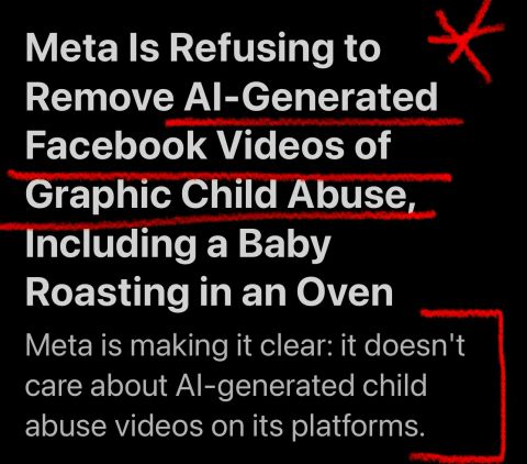 Meta Refused to Remove AI-Generated Facebook Videos of Graphic Child Abuse, Including a Baby Roasting in an Oven 😳👇🏽 As reported by Futurism, Meta is making it clear yet again that the company does *not* care about…
