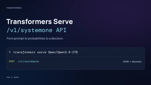 transformers serve is now able to turn any LLM or VLM into a decision model with a `/v1/systemone` endpoint 🤯 We are in the process of standardizing Decision models in transformers, please ping us if you'd want to he…