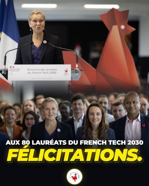 🇫🇷 Fière d’avoir dévoilé ce matin les 80 nouveaux lauréats de la #FrenchTech2030 ! 80 start-up deeptech qui développent les technologies de rupture dont dépend notre souveraineté : IA, quantique, cybersécurité, robo…