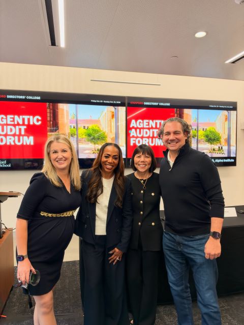 The Stanford Directors' College Agentic Audit Forum is officially underway at Stanford Law School! Excited to kick it off with the Alpha Council Audit Co-Chairs Stanford Professor Colleen Honigsberg, Shannon Nash, Esq…