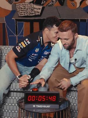Who can beat the clock? @Red Bull Racing driver Isack Hadjar and French YouTube creator @Squeezie go head-to-head to see who has the best timing off the track.