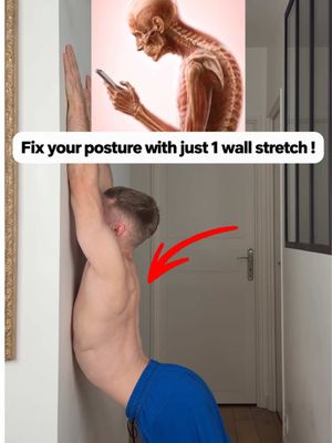 Fix Your Posture With Just ONE Wall Stretch! ✨ Hold for 15–20 seconds, 2–3 rounds ⚠️ Safety first : don’t force the stretch or press your back against the wall — only go as far as feels comfortable, and stop if you fe…