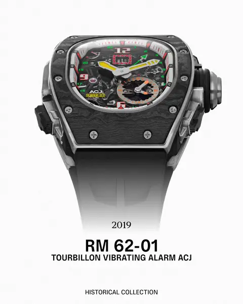 Presented in 2019, the 30-piece limited RM 62-01 ACJ (Airbus Corporate Jets) offered an entirely new interpretation of the alarm complication. Rather than announcing itself audibly, the alarm delivers its signal direc…