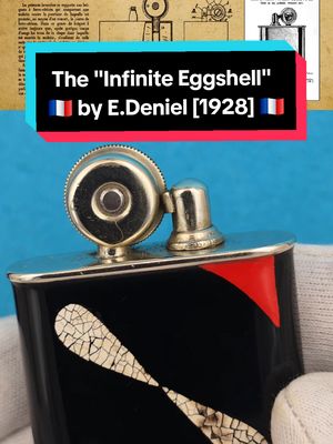 🇫🇷 The "Infinite Eggshell" by Deniels [1928] 🇫🇷 — This amazing lighter was made in France likely around the late 1920s or early 1930s. This incredible art deco Deniels lighter has a gorgeous black laquered layer h…