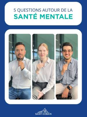 5 questions, 3 collègues, 1 sujet qui compte. 💙 Pour la Journée mondiale de la santé mentale, les collaborateurs de Saint-Gobain parlent sans filtre : leurs signaux d'alerte, ce qui les aide à tenir l'équilibre, et l…