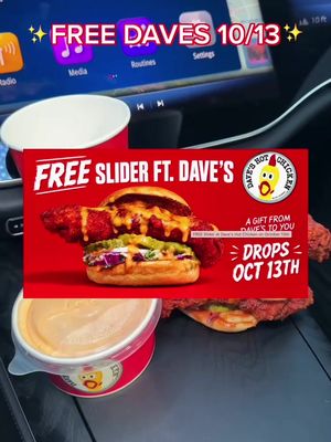 🚨FREE SLIDER ALERT🚨Dave’s Day AKA FREE Slider Day is on 10/13, and we’re celebrating by hooking EVERYBODY up with a FREE SLIDER! 🥳 on Tuesday, 10/13! 👉🏻How to get yours: Download the Dave’s app 📱swing by any Dav…