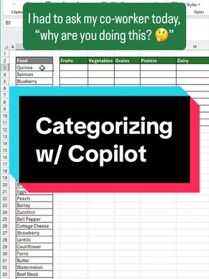 Dozens of items categorized in seconds ⚡️ #excel #exceltips #cheatsheets #copilot #education