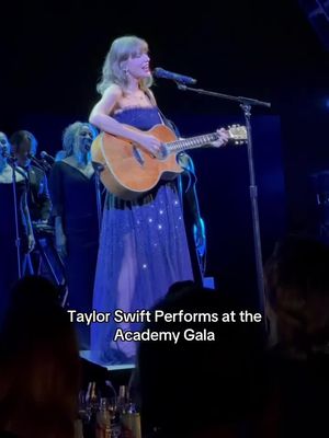 After making a rare red carpet appearance at the #academymuseum gala, #taylorswift took the stage inside the museum to play a handful of her greatest hits.