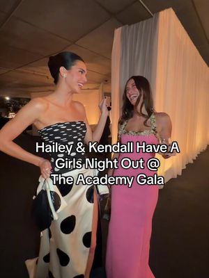 Another year, another chic date night. Tonight, #KendallJenner and @Hailey Bieber continued their annual #AcademyGala tradition, stepping out in custom Valentino and Chanel. See more at the link in our bio.