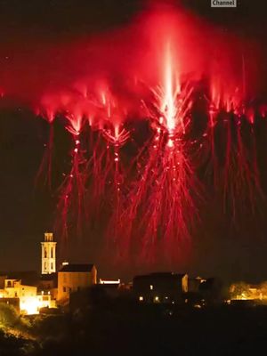 Stunning video captures a rare red sprite flashing for milliseconds over a French mountain village, an elusive event recorded by tracking a distant storm system 300 miles away. These high-altitude phenomena are large-…