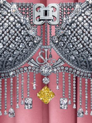 Not just a Fantasy Bra. A $50 million fantasy brought to life. An icon of unparalleled luxury by Jacob & Co., adorned with 4,410 natural diamonds set in 18K gold, and crowned with an extraordinary 75.54-carat Fancy Vi…
