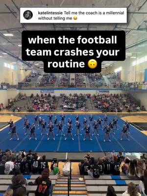 Coach pulling double duty tonight with the babies. 💯 (via @trhscheerleaders | @thunderridge_football) #fyp #cheerleading #cheerleaders #football #highschoolcheer