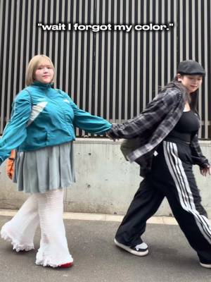 Me : 🍙 Her : 🥕🥝🍅 待って私の色忘れてた #punyus #ぽっちゃり女子 #体型カバー #plussize #OOTD