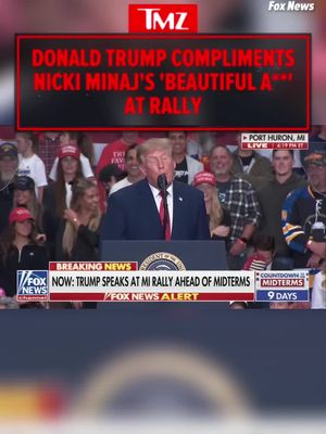 🚨 BREAKING: President Donald Trump is at it again complimenting butts ... as he just praised Nicki Minaj for having a "beautiful a**" to her face at a rally ... before telling her to stand up. 🎥 Fox News