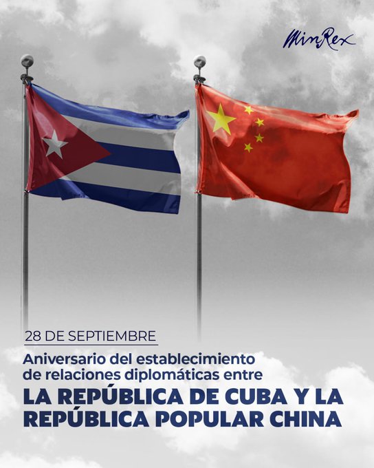 En el aniversario 66 del establecimiento de relaciones diplomáticas entre #Cuba y la República Popular #China, agradecemos su invariable solidaridad con el pueblo cubano. Ratificamos la voluntad de continuar consolida…