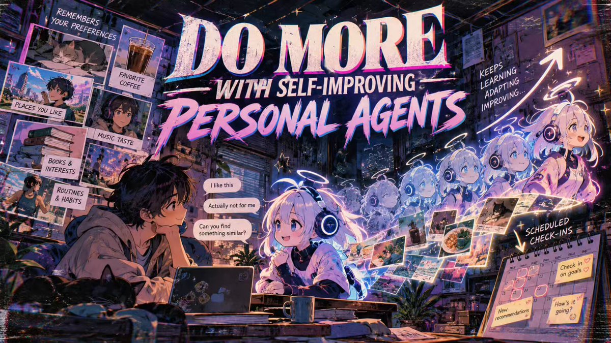 🚨 Self Improving Personal Agents - chat with them on WhatsApp and Telegram - persistent memory - learns how you do work - automates all the heavy lifting https://t.co/sJ92xZNZAB