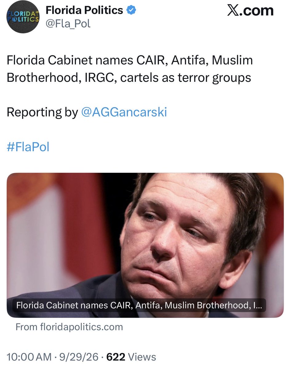 Today we officially designated the Muslim Brotherhood, CAIR and Antifa as terrorist organizations per the anti-sharia law signed earlier this year. https://t.co/qIZRIFa7au