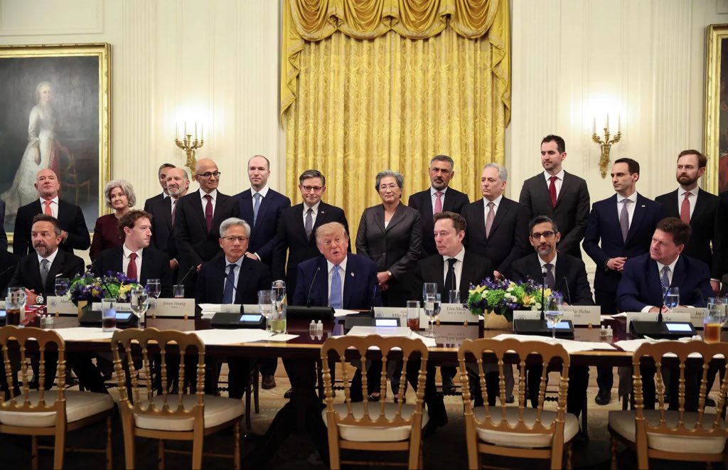 It was an honor to join @POTUS and so many leaders from government and technology at the @WhiteHouse today for an important discussion on the future of Super Intelligence. Today was a significant step forward, and a m…