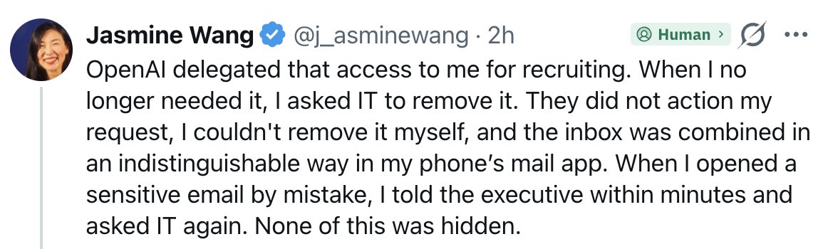 If this is all factually correct and not missing major context, this is a completely unacceptable reason to fire someone. WTF OpenAI?! https://t.co/COUIR9rwOq