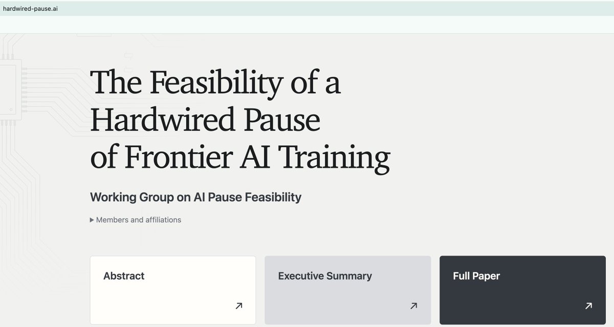 I’m super excited this paper is finally out! It’s an epic 210 page analysis of whether a durable pause on frontier AI training is feasible. I think this will be the best plan by most people’s lights (although I’m stil…