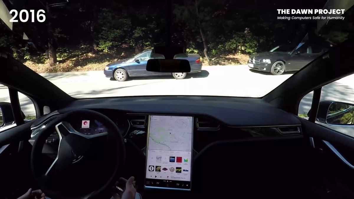10 years ago today, @ElonMusk published a fake video claiming to show @Tesla Full Self-Driving operating with "no human input at all". It was a total sham edited together to look like a single take. In fact, Tesla rep…