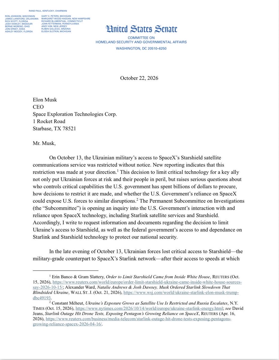 Ukraine losing access to Starshield raises serious concerns for our national security—like who controls critical capabilities the U.S. government has spent billions to procure &amp; how decisions to restrict them are …