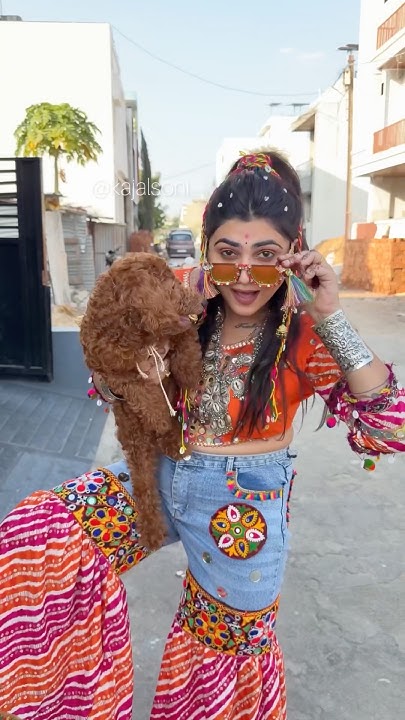 Cash taught me how to make Dandiya 🥳🐶 #shorts #navratri #garba #youtubeshorts