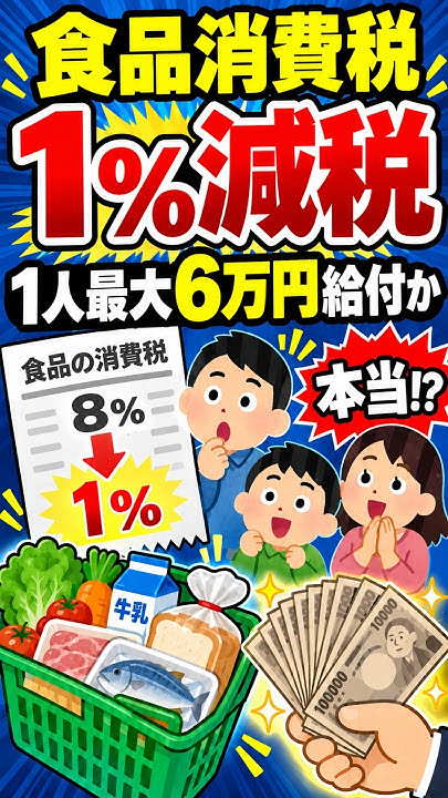 食品消費税1減税で 1人最大6万円給付か #消費税 #給付金 #年収の壁